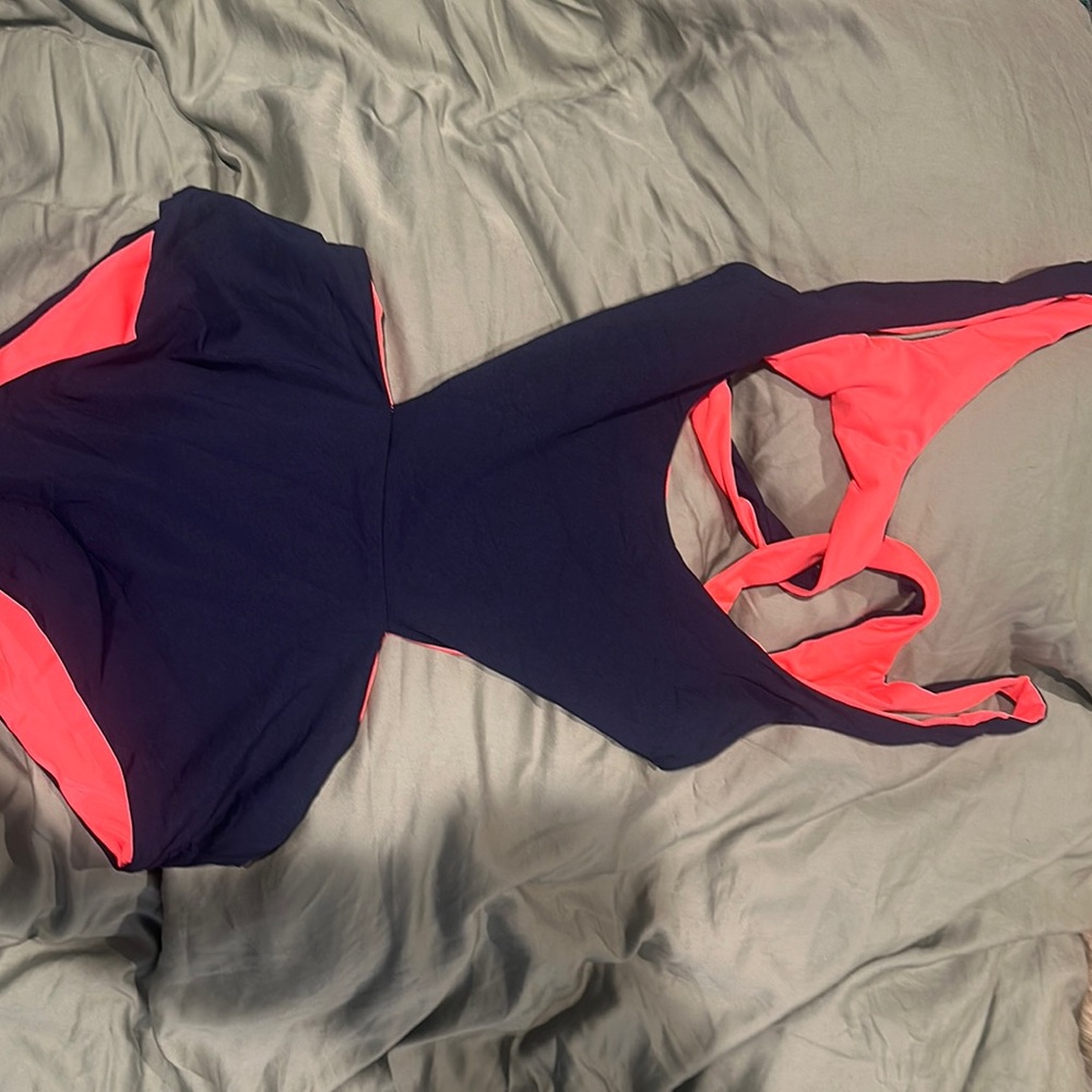 L*Space Sporty Blue and Pink One-Piece Swimsuit